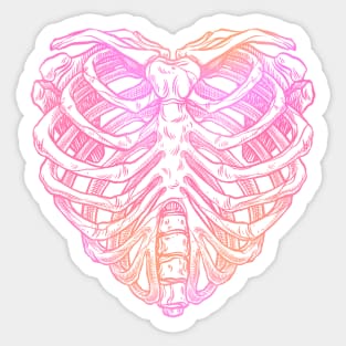 Skeleton ribs heart Sticker